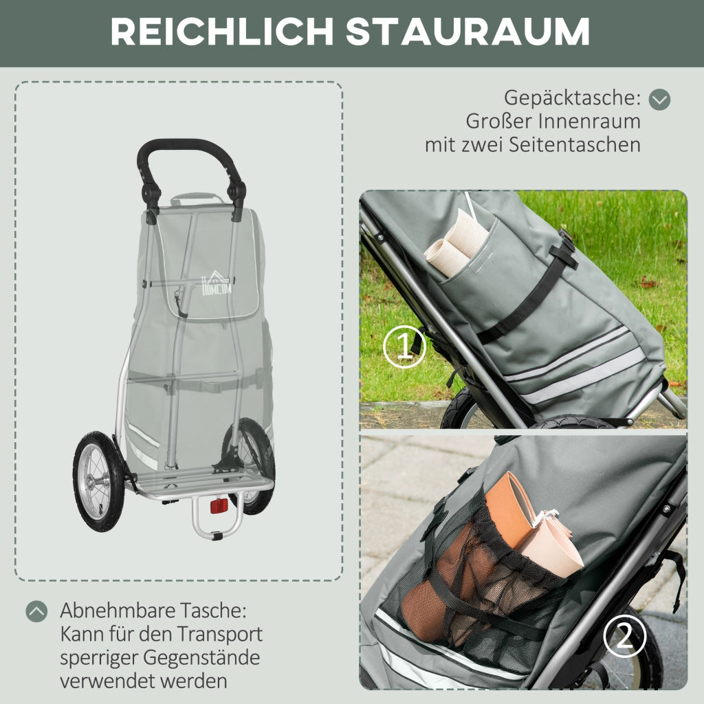 CARRELLO 2 in 1 per bici e spesa 53x43x110 cm Alluminio Grigio