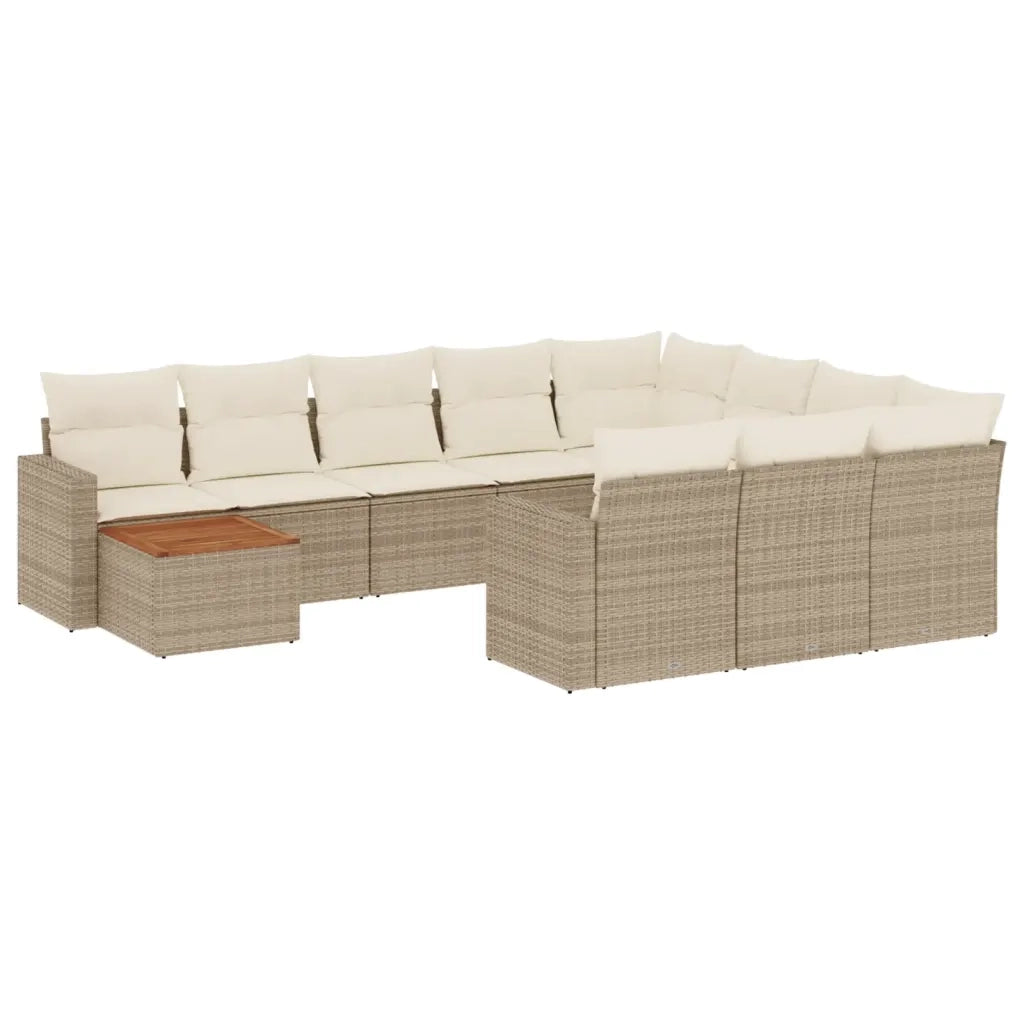 Set Divani da Giardino 11 pz con Cuscini Beige in Polyrattan 3256639
