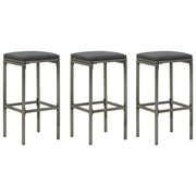 Sgabelli da Bar con Cuscini 3 pz Grigi in Polyrattan cod mxl 67432