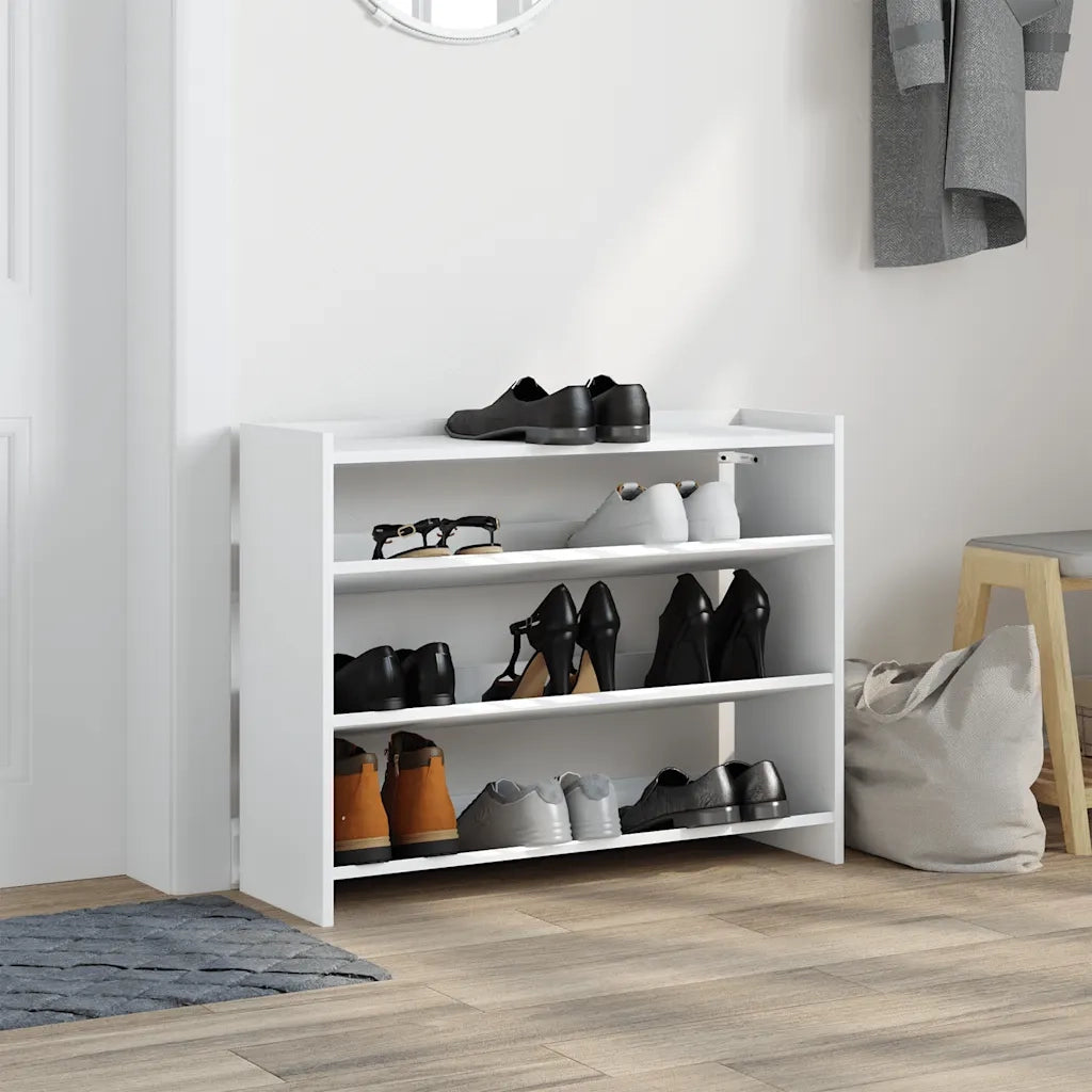 Scarpiera-Scaffale per scarpe Bianca 80x25x62 cm in Legno Multistrato