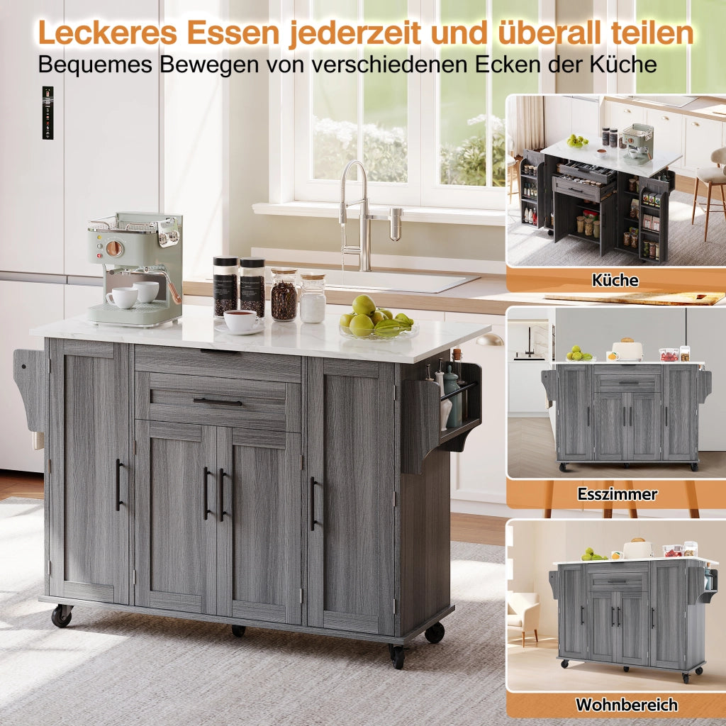 CARRELLO ISOLA CUCINA 136x70x92 cm GRIGIO MDF
