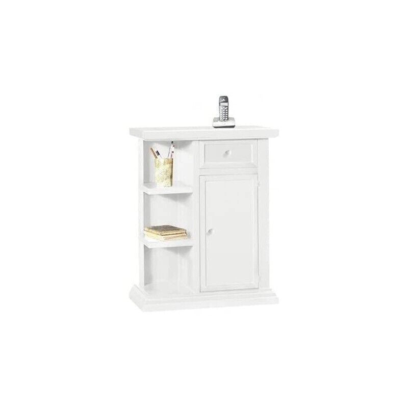 MAURY'S MOBILE PORTA TELEFONO ARTE POVERA IN LEGNO 60 X 36 X H73 CM BIANCO