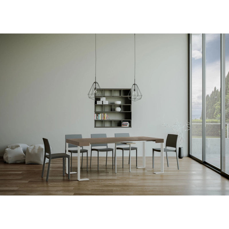 Consolle allungabile 90x40/300 cm Tecno telaio Bianco - Tortora