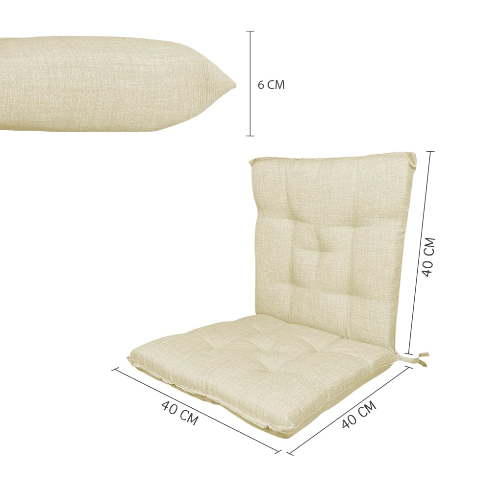 Set Cuscini Sedia Con Schienale Imbottiti Con Laccetti Banda Elastica 40 x 80 Cm Panna - 4 Pezzi