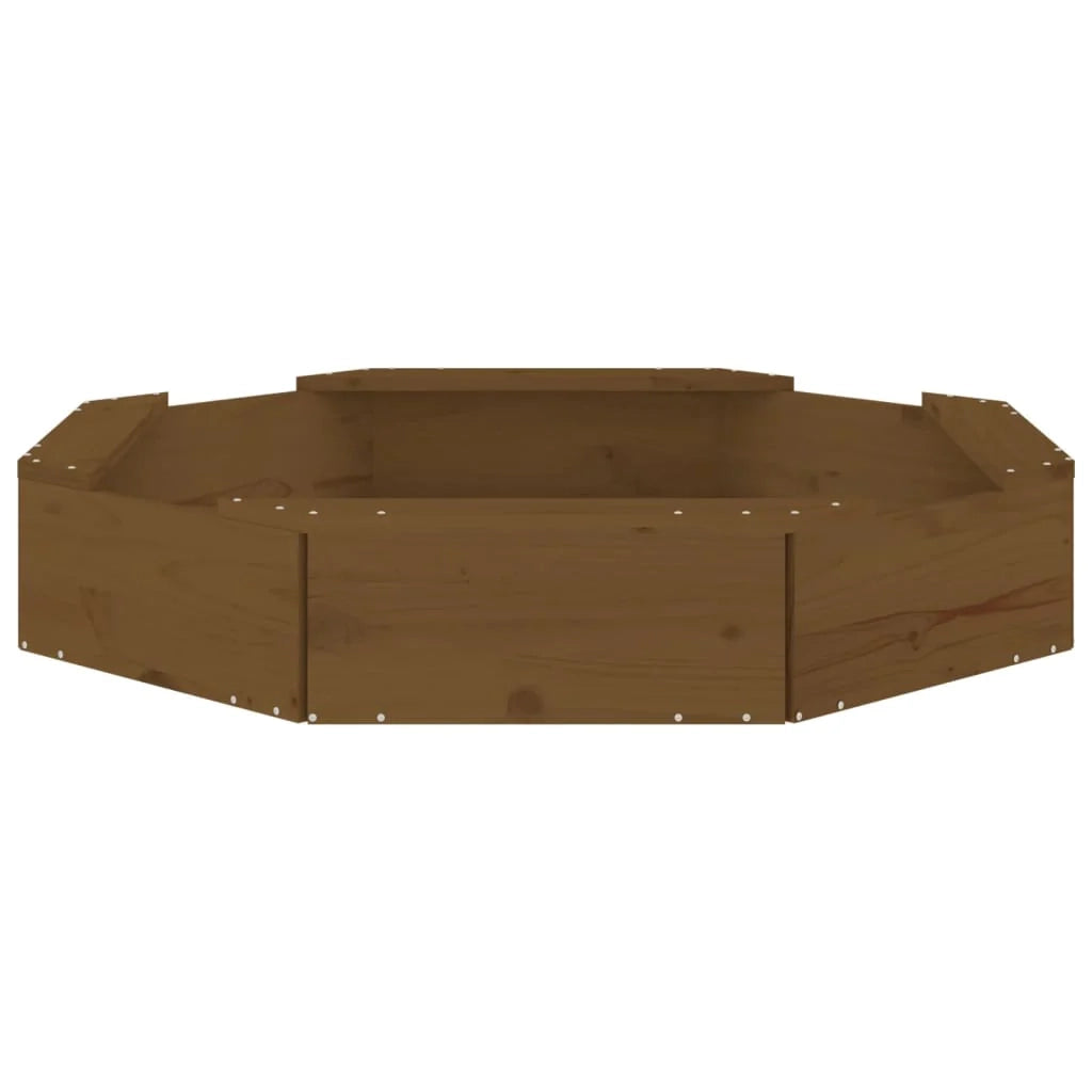 Sabbiera per bambini area giochi da giardino esterna con sedute ottagonali legno massello di pino marrone 02_0041537