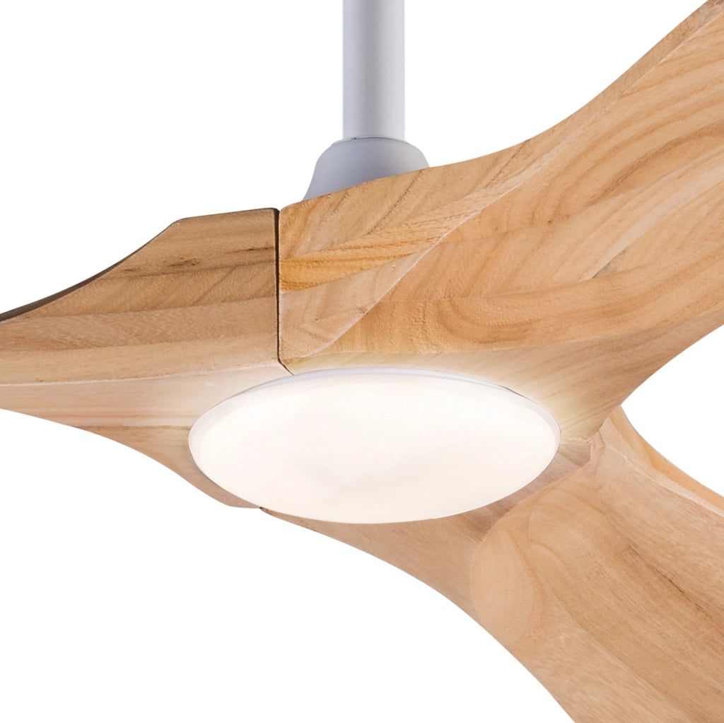 Ventilatore da soffitto 107x107x30 cm in legno e metallo bianco, 6 velocità –