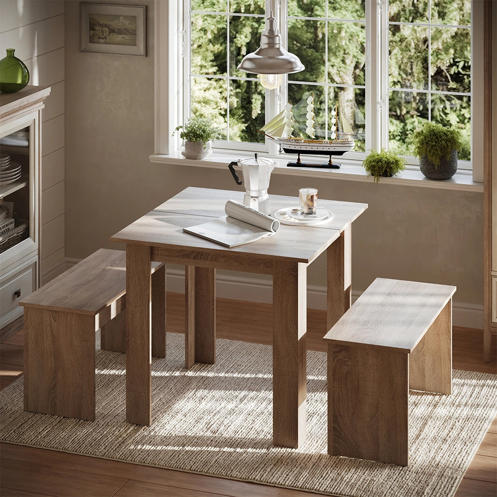 Vicco Set di tavoli da pranzo Sonoma 80 x 80 cm con 2 panche