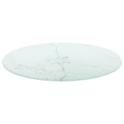Piano per Tavolo Bianco Ø40x0,8 cm Vetro Temperato Design Marmo 322246