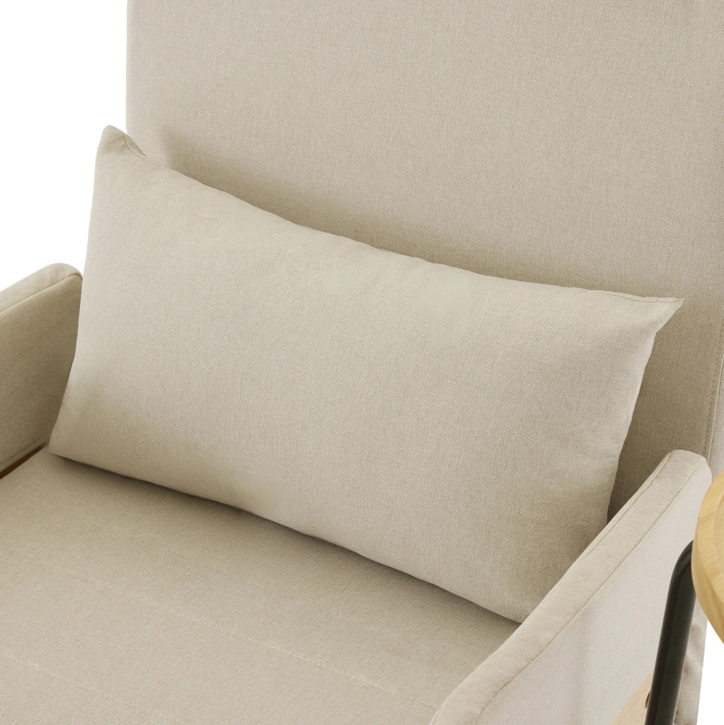 Poltrona letto trasformabile 3 in 1 beige con schienale regolabile e ripiano girevole