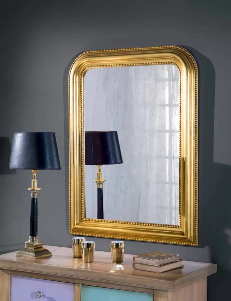 Mobili2g - specchiera in foglia oro rettangolare misure: l.  66 x h. 86 x p. 4