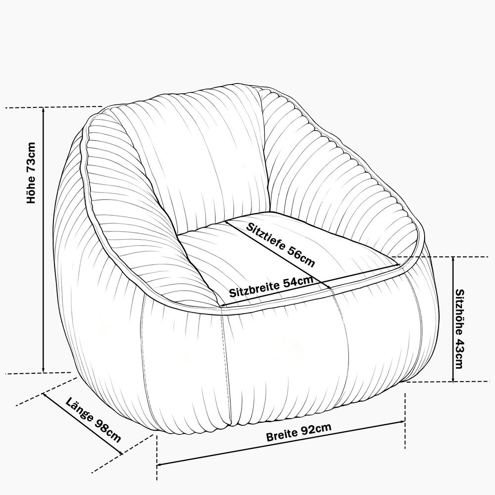 Divano Sacco ¨C Minimal ¨C in velluto floccato grigio chiaro