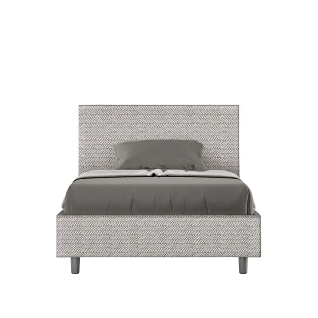 Letto una piazza e mezza con rete imbottito 120x210 tessuto Aragona 1 bianco Adele