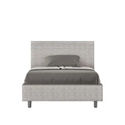 Letto una piazza e mezza con rete imbottito 120x210 tessuto Aragona 1 bianco Adele