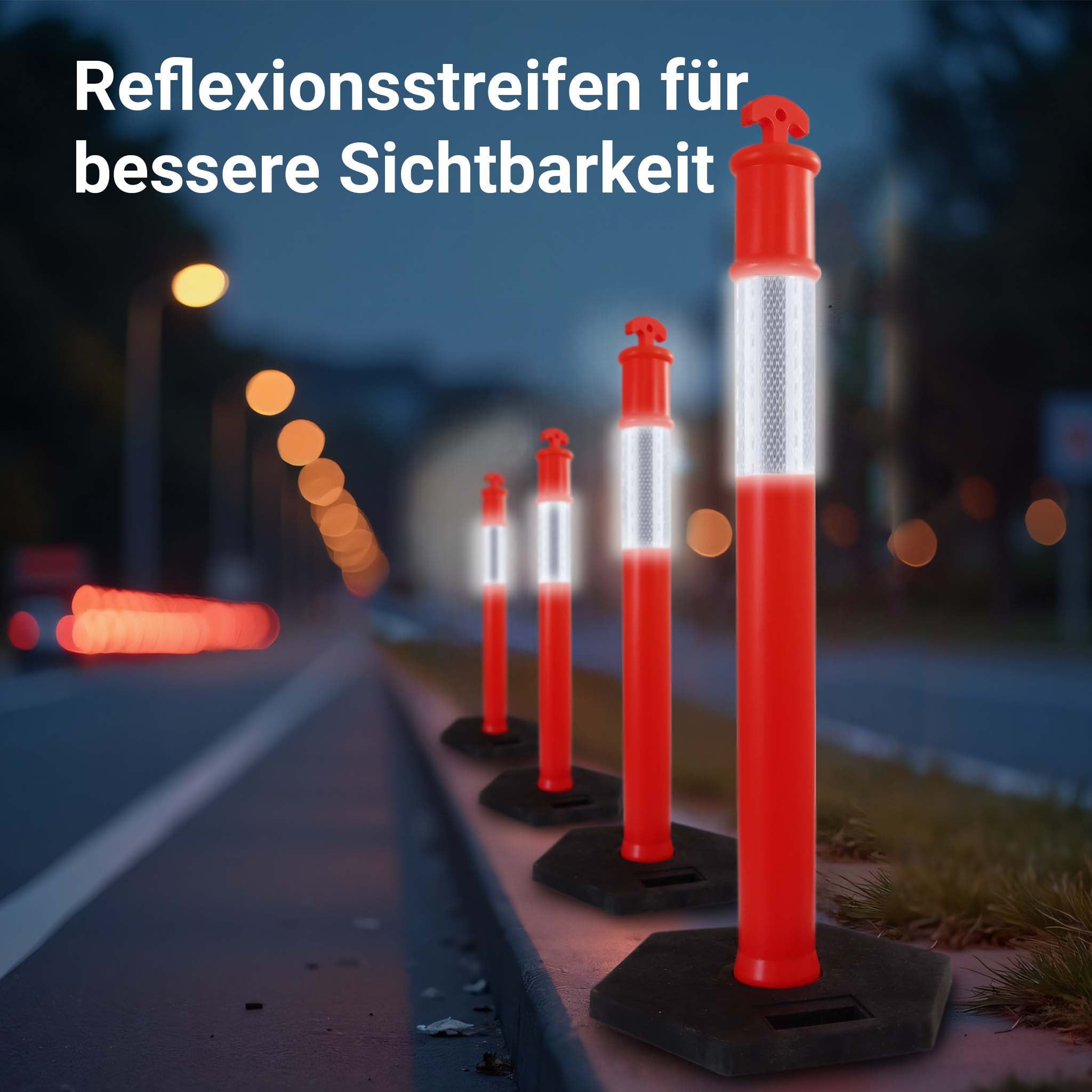 Paletti delimitatori catarifrangenti 110 cm con base ottagonale, 2 pali segnaletici stradali