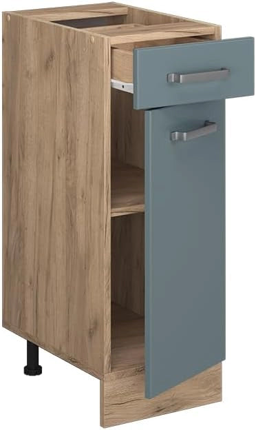 Mobiletto base per cucina R-Line, Grigio-blu, 30 cm senza piano di lavoro, per la libera combinazione all'interno di sistemi cucina modulari