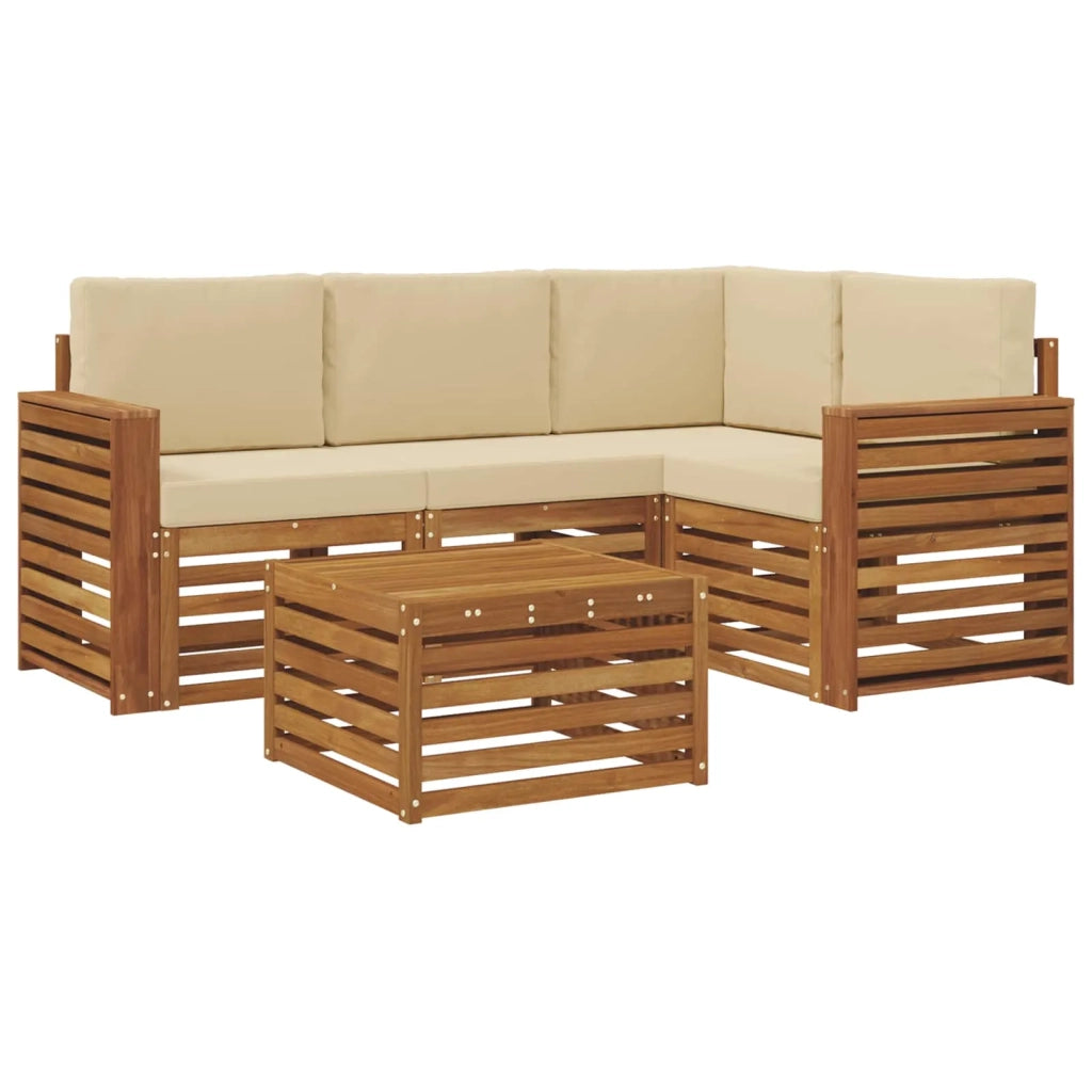 Set di divani da esterno con cuscino 5 pcs Naturale e Beige 3374778