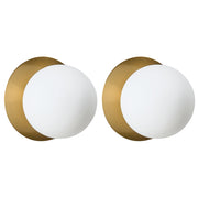 Set di 2 lampade da parete con base in metallo oro e paralume in vetro Stile moderno