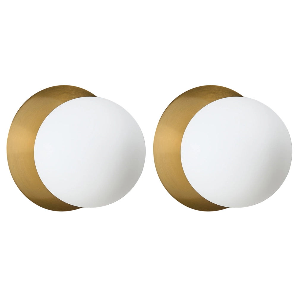 Set di 2 lampade da parete con base in metallo oro e paralume in vetro Stile moderno