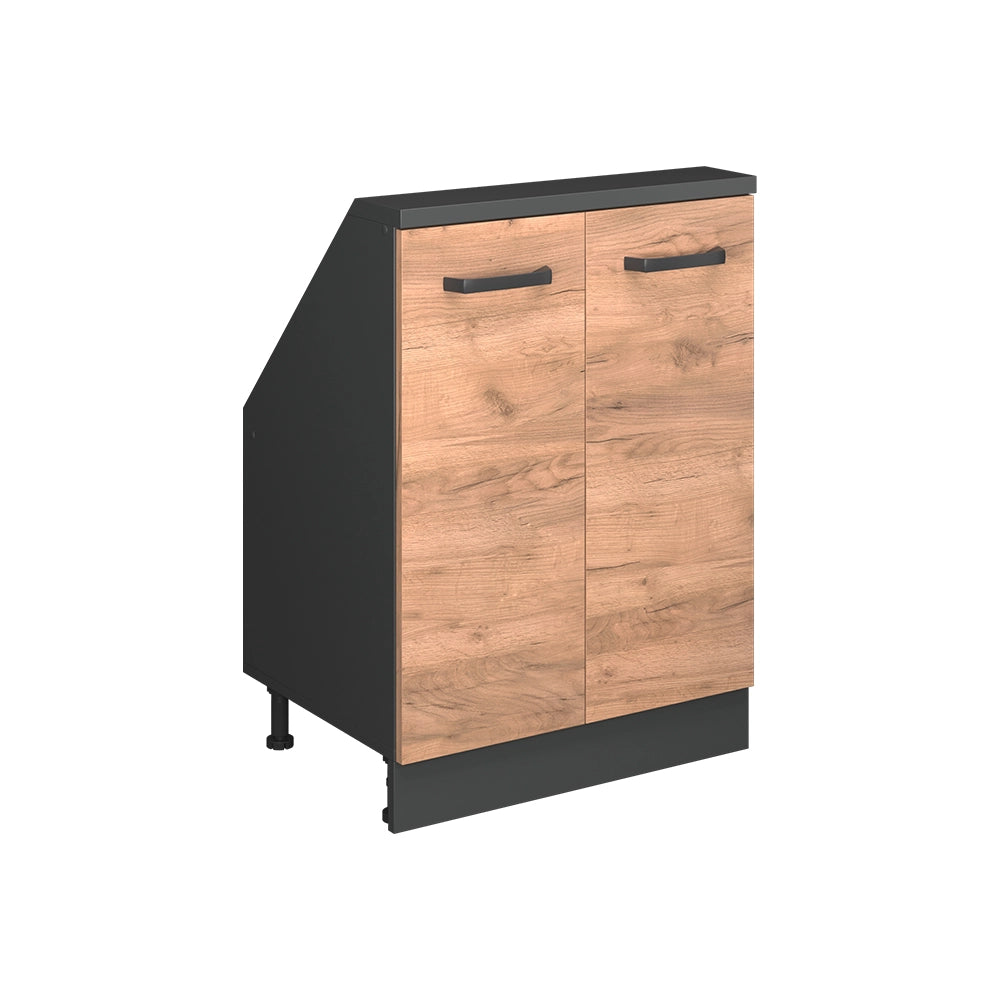 Mobile cucina sottotetto R-Line Rovere dorato/Antracite 60 cm con 2 porte Vicco