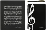 Papier per Notizie Muzica - Libretto A5 - Legato con Cordoncino - Inclusa Penna - Alta Qualità del Carta - Ideale per Giornali Personali