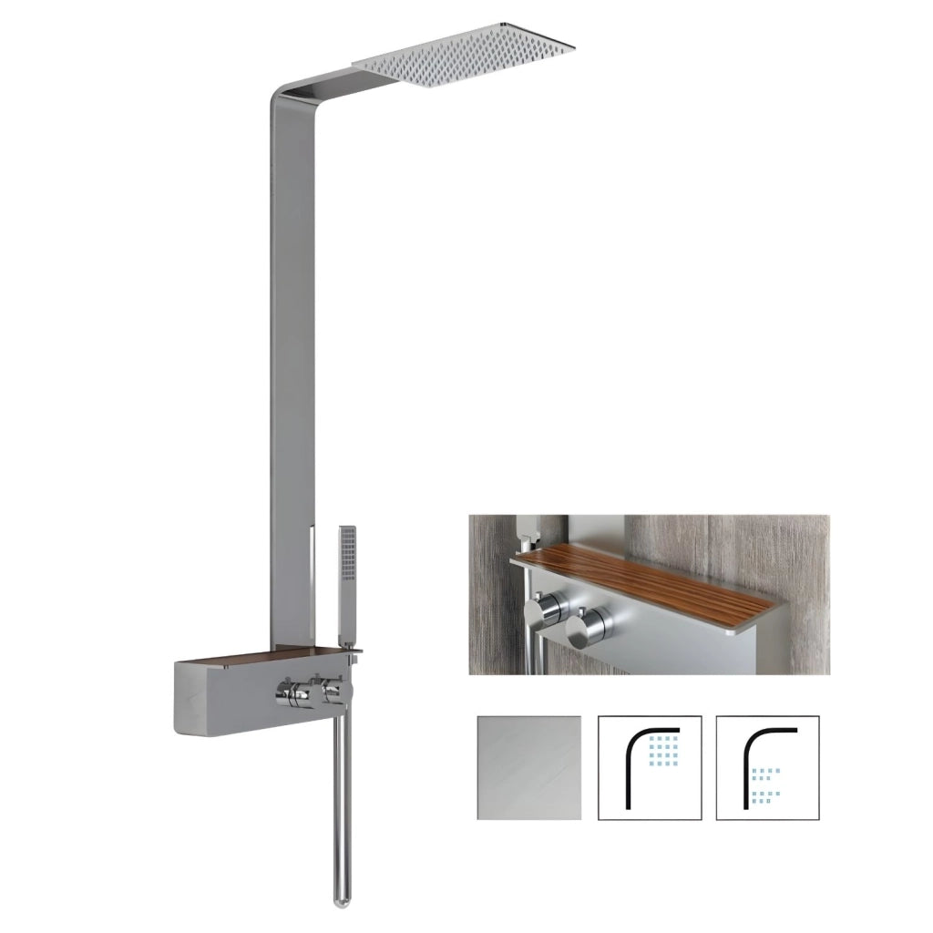 Colonna doccia acciaio inox spazzolato 2 funzioni top acciaio inox l40xp42xh120 015