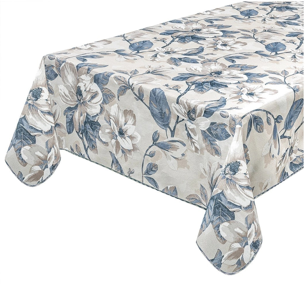 Tovaglia Antimacchia Bordata Tavolo Cucina Cotone Plastificato Fiori Shabby Chic Country - 135x230 Cm