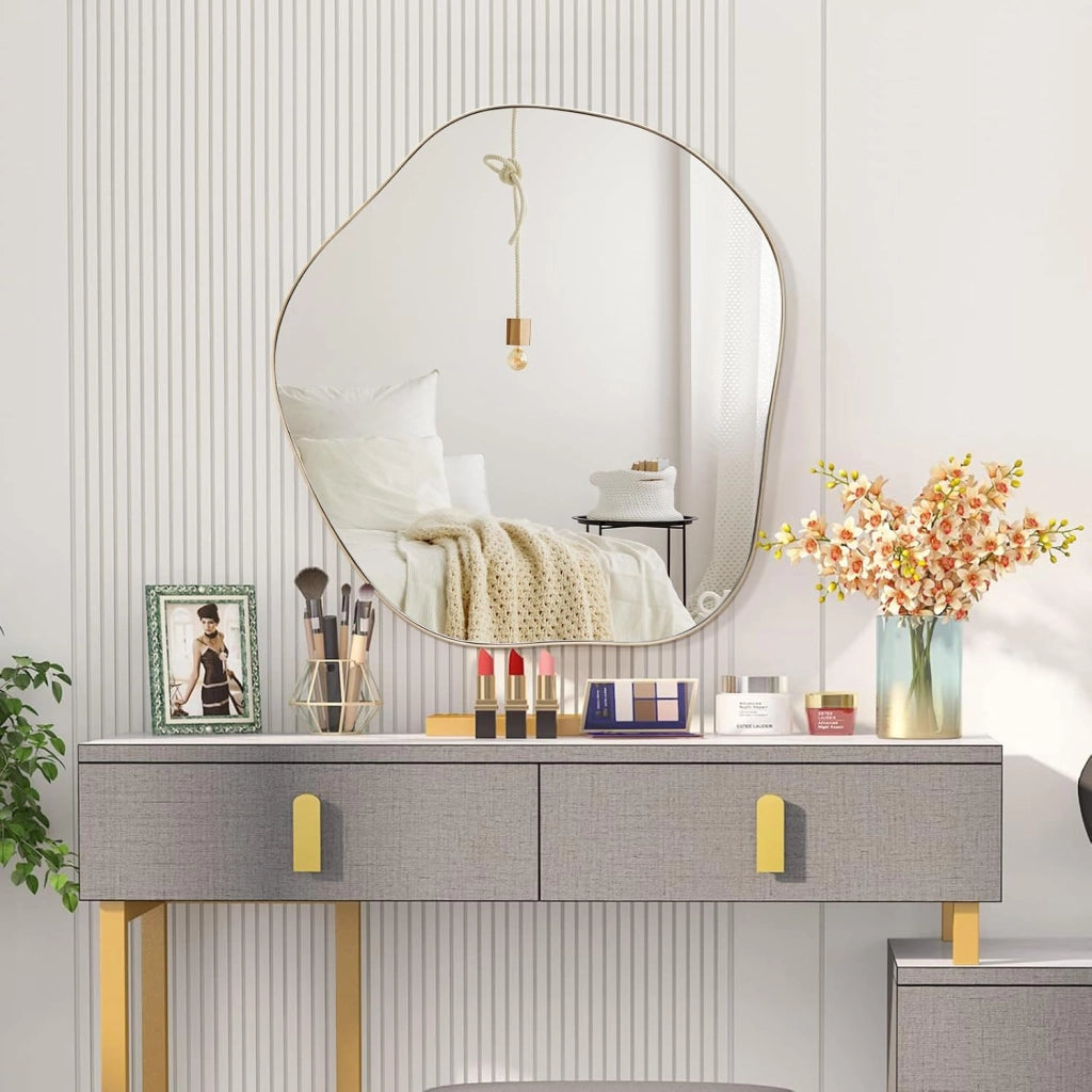 Specchio da Parete 75x70 cm, Specchio da Bagno a Forma Irregolare con Base Posteriore Premium, Specchio Decorativo per Soggiorno Ingresso Bagno (75 x 70 cm)