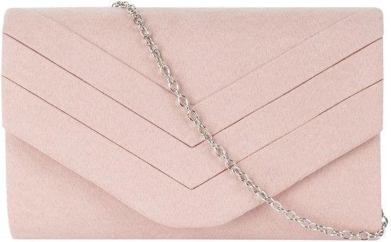 Clutch elegante avond con cinturino in pelle suède con catena per matrimonio, gala e festa in rosso