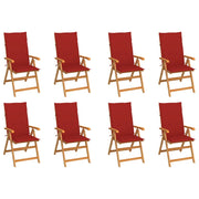 Sedie Reclinabili da Giardino con Cuscini 8 pz Massello di Teak cod mxl 20030