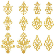 Applicazione di cucito a fiori d'oro - 12 pezzi - 6 stili - applicazione di coda di pelliccia in poliestere - stile etnico - patch di corona di foglie