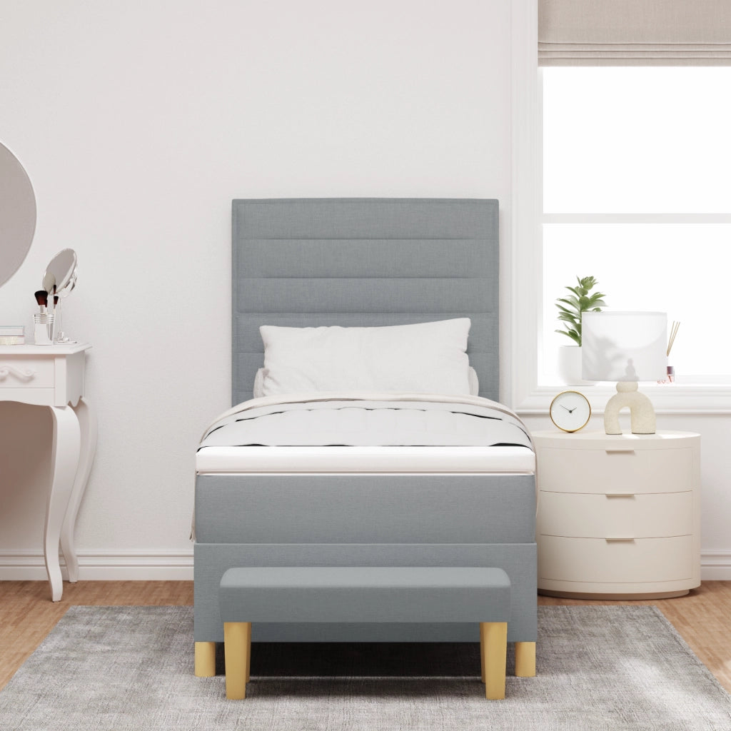 Letto a Molle con Materasso e Panchina Grigio Chiaro 100x200 cm Tessuto