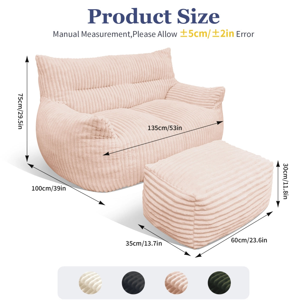 Poltrona pouf oversize in flanella rosa, ergonomica e imbottita, senza montaggio