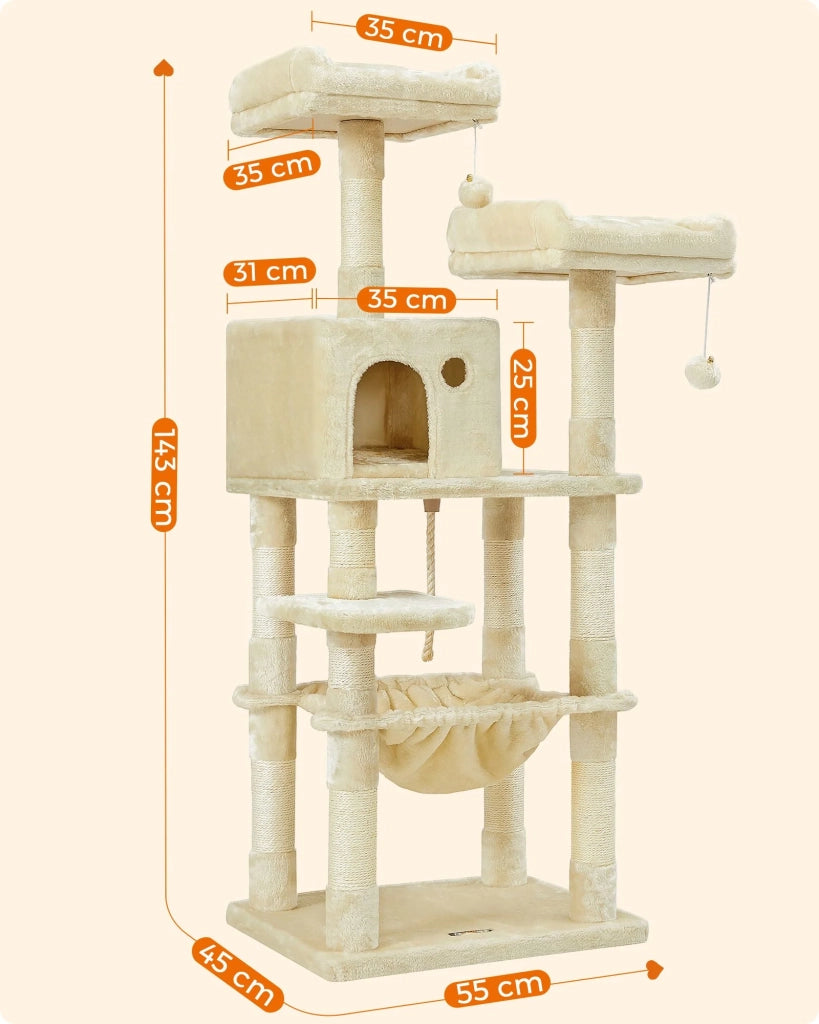 Tiragraffi stabile con tana altezza 143 cm grigio chiaro 12_0003879