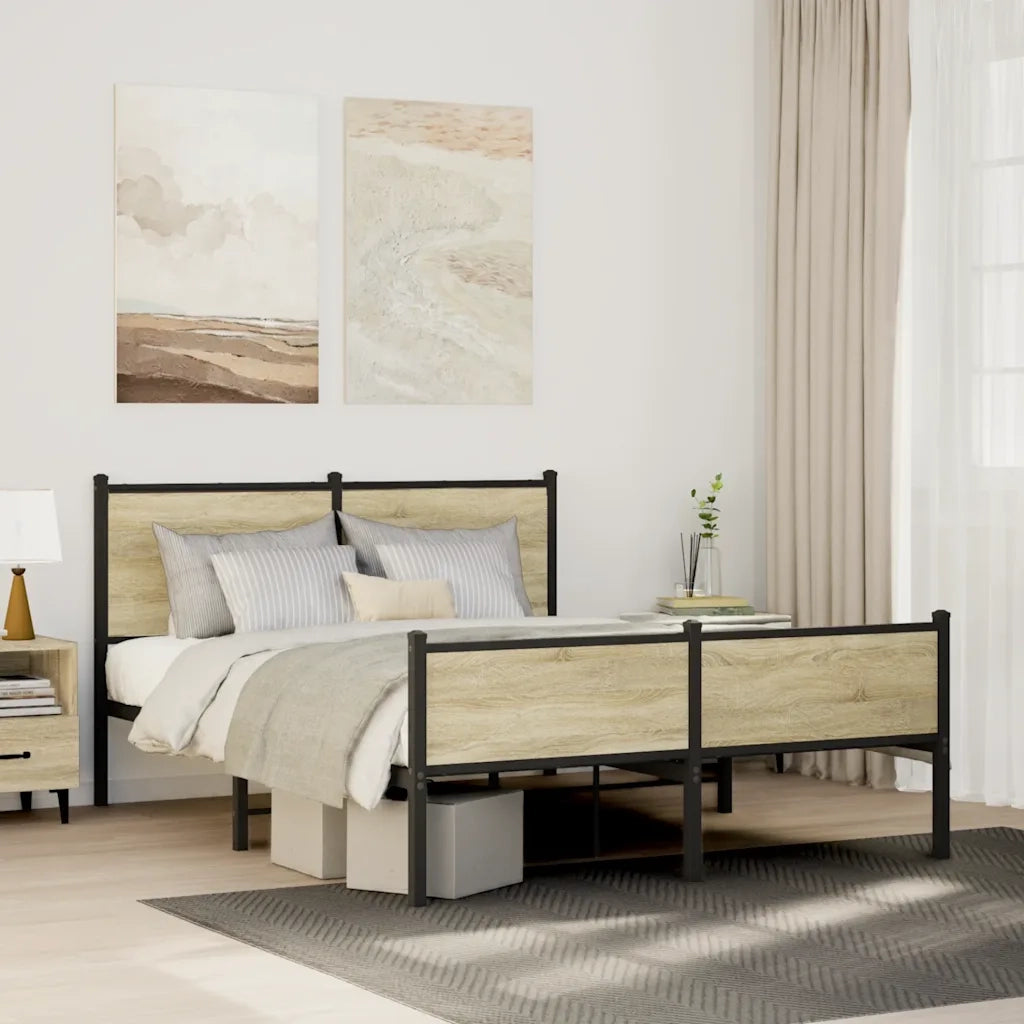 Giroletto senza Materaso in Metallo Rovere Sonoma 140x200 cm 4007905