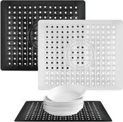 Matte di asciugatura con scarico - 2 pezzi - Antiscivolo - Rettilineo - 31 x 26 cm - Nero/ Bianco - Mat di asciugatura