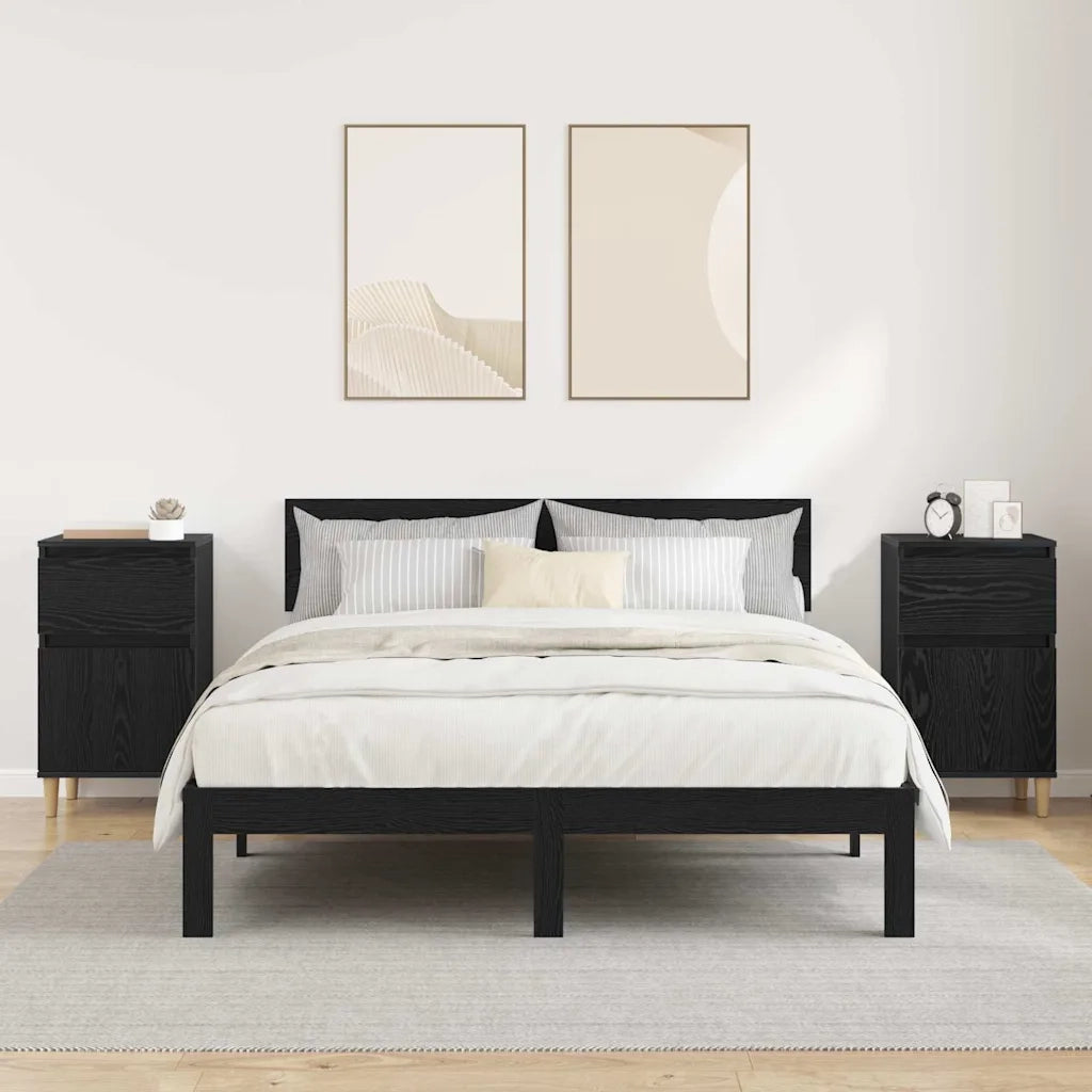 Armadio da Notte con cassetto 2 pcs Rovere Nero 40 x 35 x 70 cm 881238