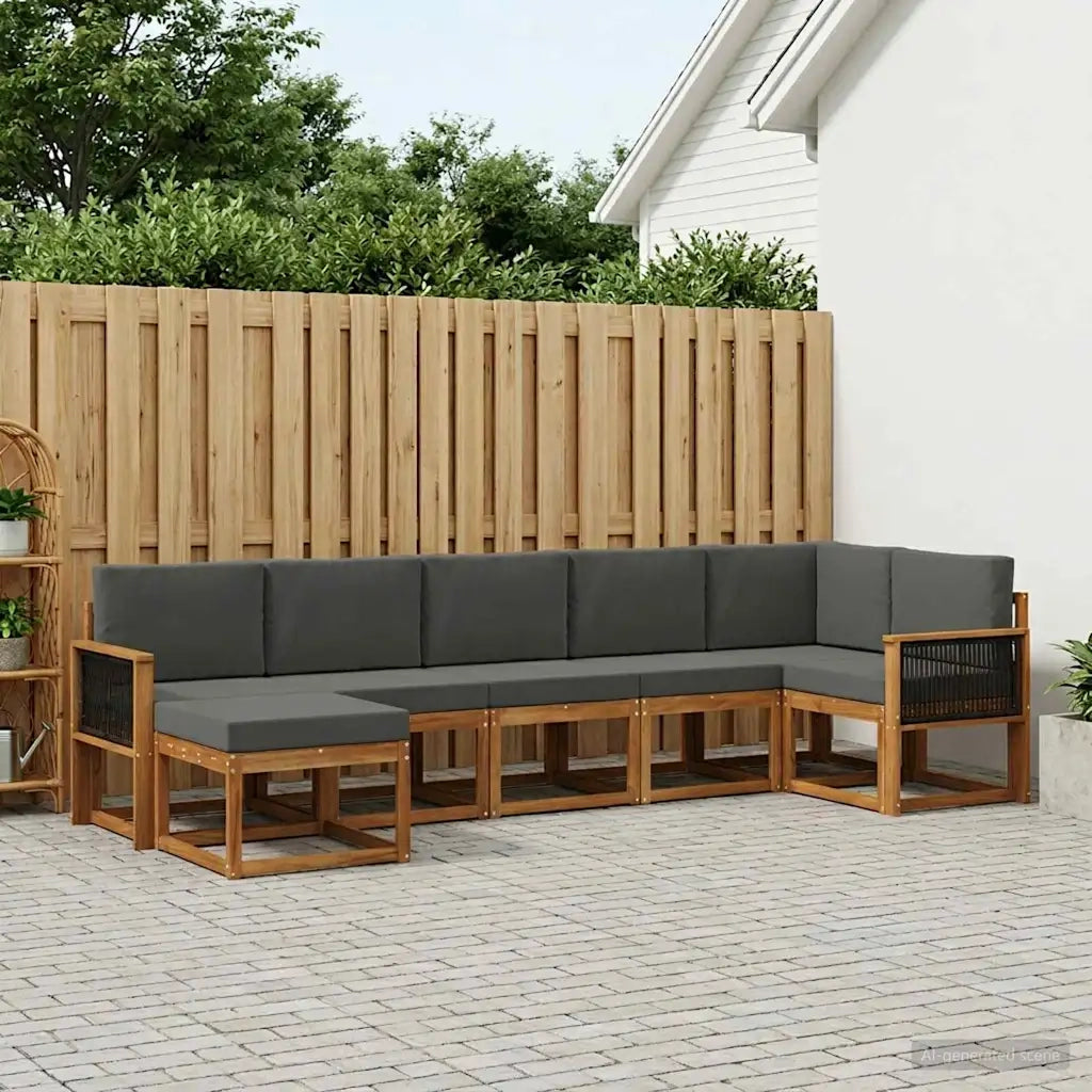 Set di divani da esterno 7 pcs Naturale e Antracite Poliestere