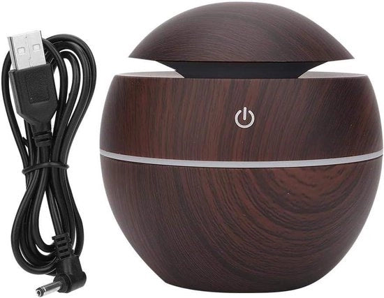 Diffusore di olio essenziale USB ricaricabile a forma di sfera per l'umidificazione dell'aria - Uso in ufficio, casa, camera da letto, salotto (Finestra in legno profonda)