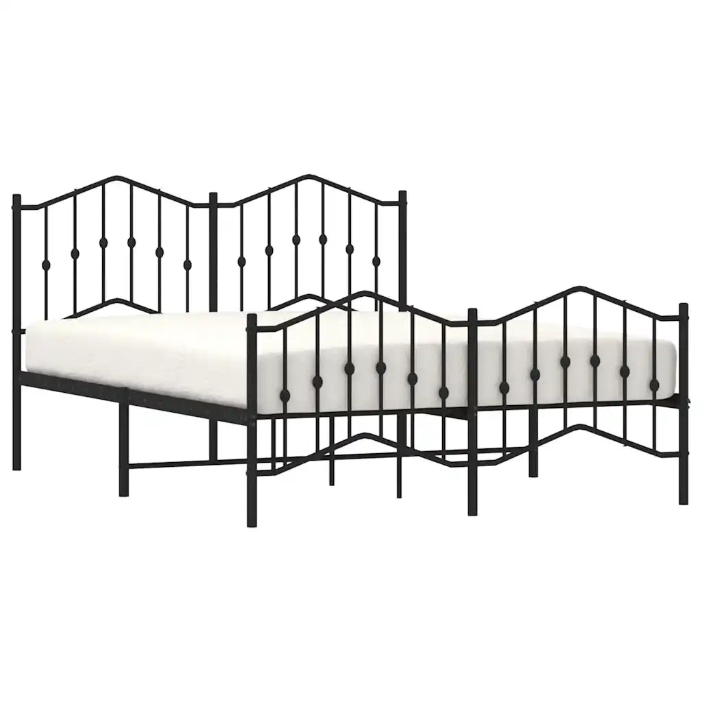 Giroletto con Testiera e Pediera Metallo Nero 150x200 cm 373809