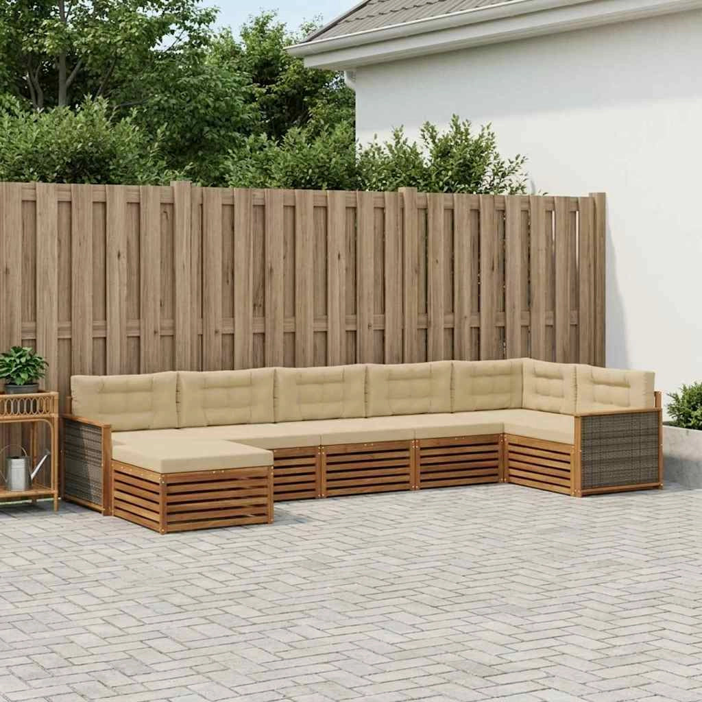 Set di divani da esterno 7 pz Naturale e Beige 3383621