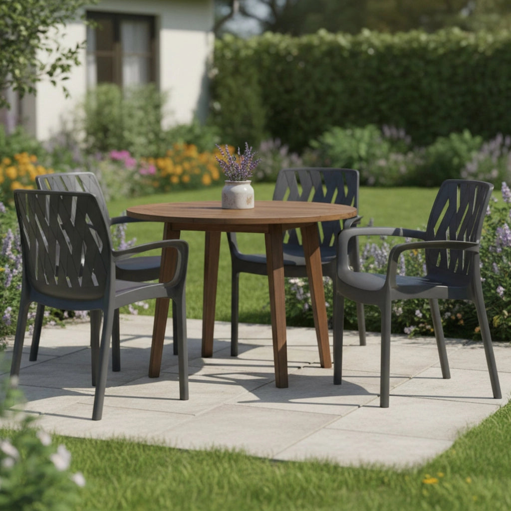 Rumley, Sedia da Esterno 4 Sedie Made in Italy, Nero Antracite