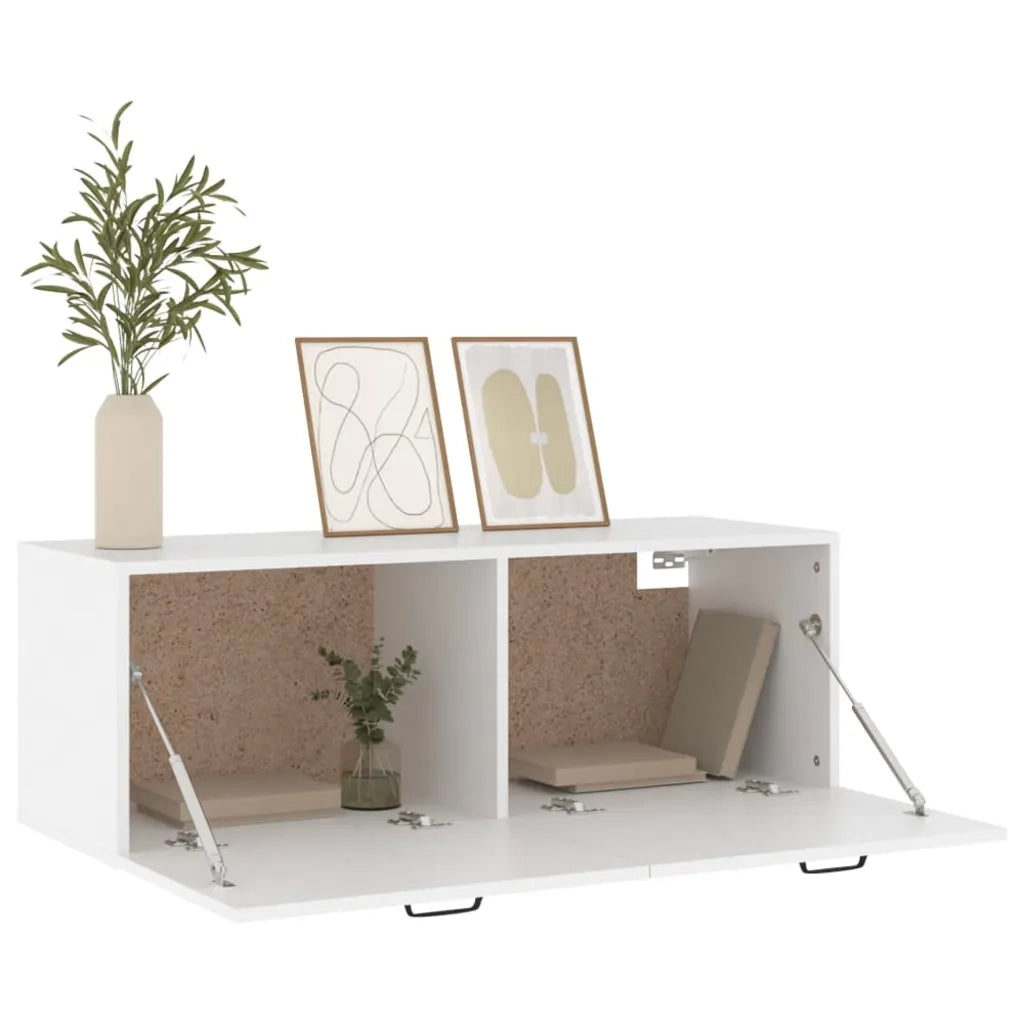Mobile Pensile Bianco 100x36,5x35 cm Legno Multistrato