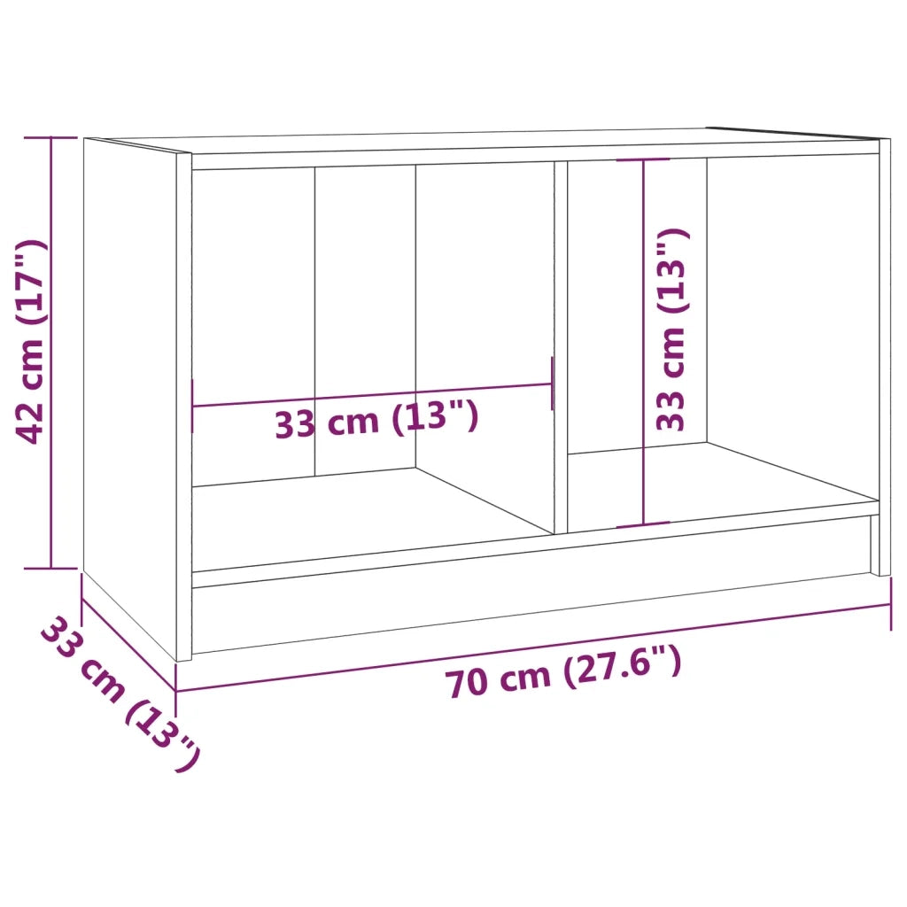 Mobile Porta TV Grigio 70x33x42 cm in Legno Massello di Pino