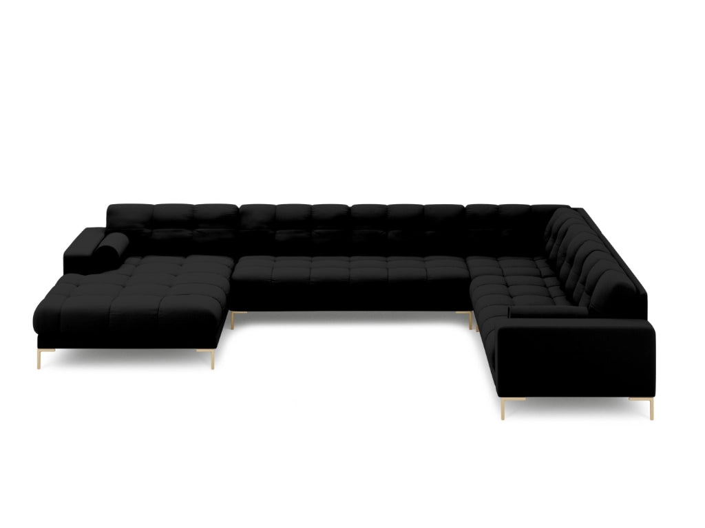Cosmopolitan Design - Divano panoramico destro "Bali" 7 posti in tessuto strutturato nero 