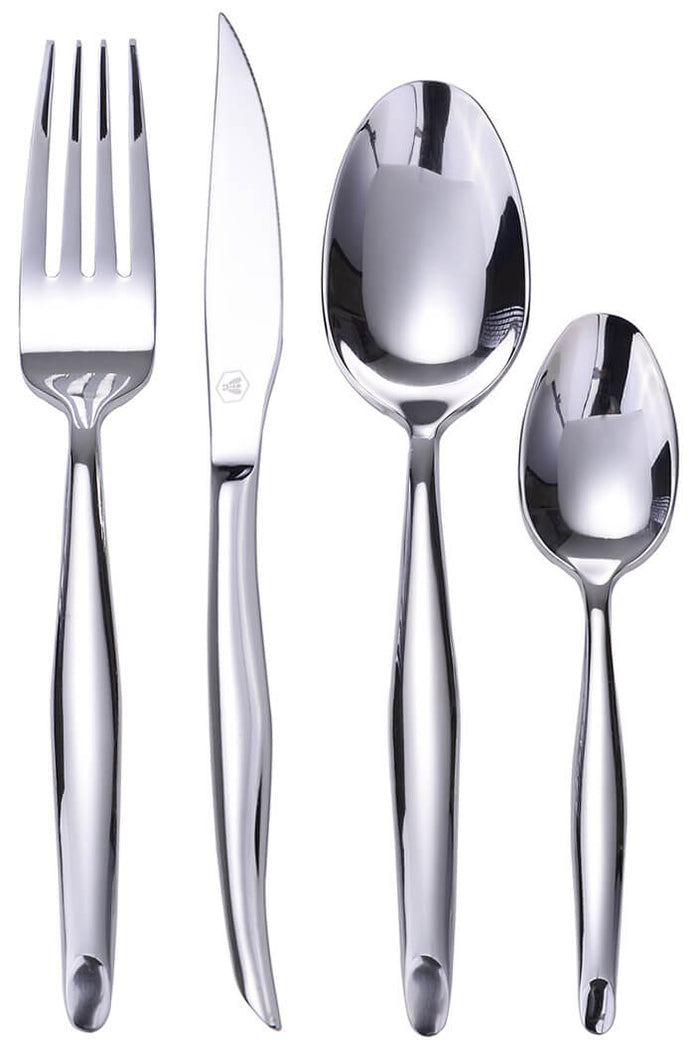 Set Posate 16 Pezzi Finitura Argento Metallizato Lucido