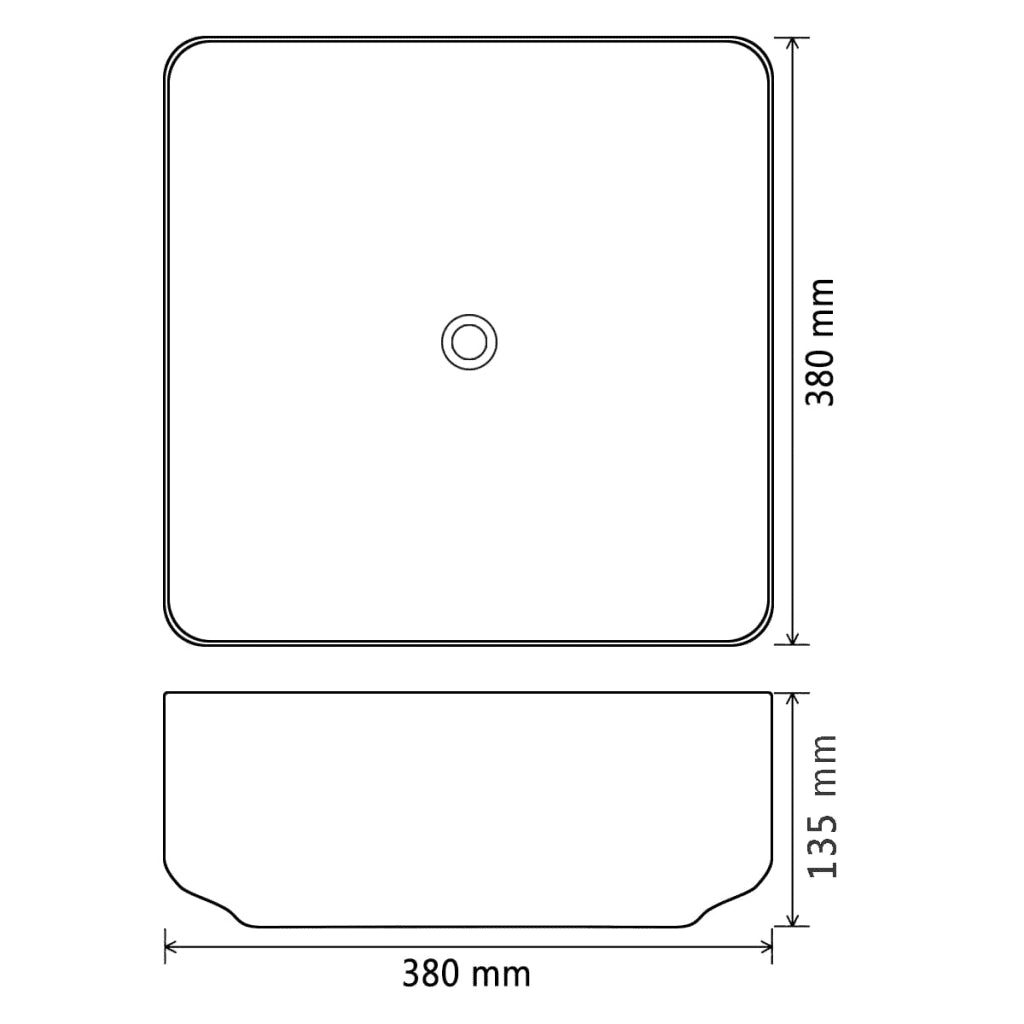 Lavandino Quadrato in Ceramica-Lavabo-Lavello Nero 38x38x13,5 cm