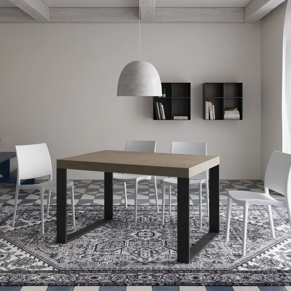 Tavolo Allungabile 120-224x90x77 cm Tecno Premium Tortora Telaio Antracite