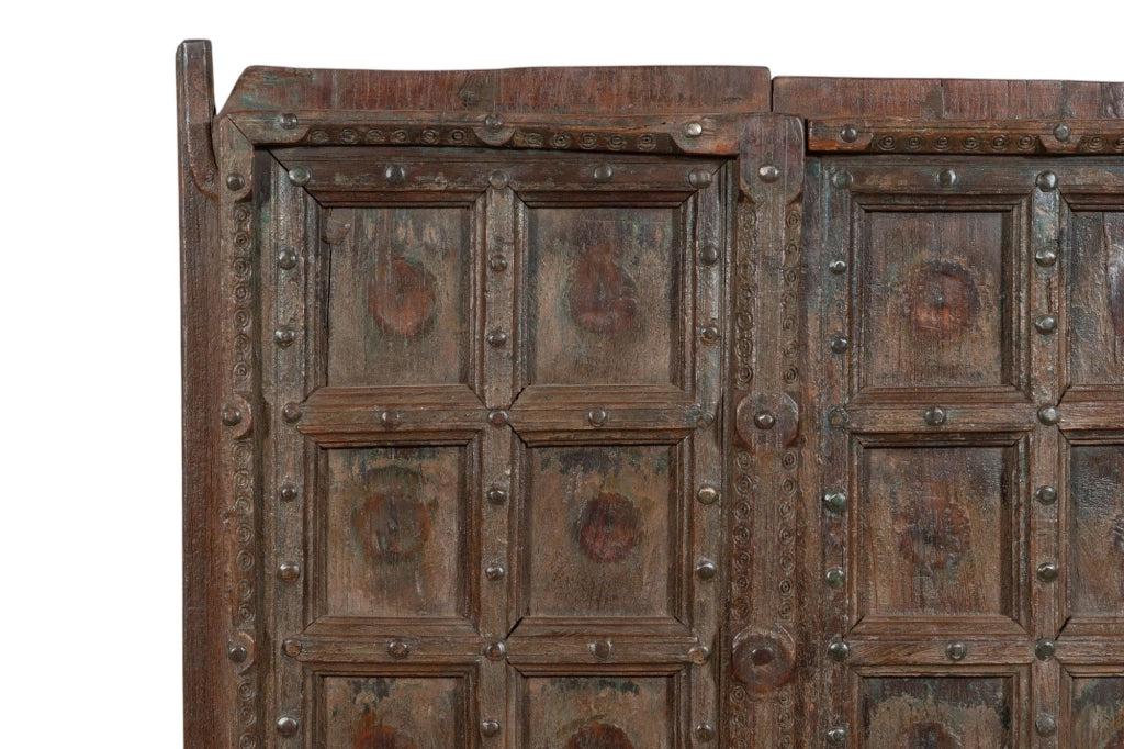 Biscottini Porta portone in legno massello e ferro da interno o da esterno vecchia e antica medievale