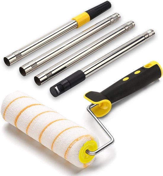 Kit di pennelli per verniciatura professionale 18 cm - set a tre di maniglie telescopiche - vernice per facciate - accessori per la verniciatura di superfici pitturate