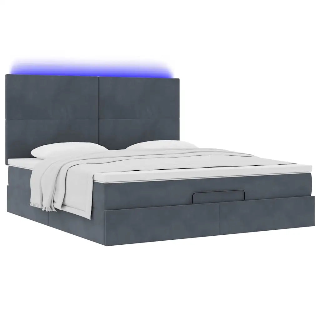 Struttura Letto Pouf con Materassi 160x200 cm in Velluto